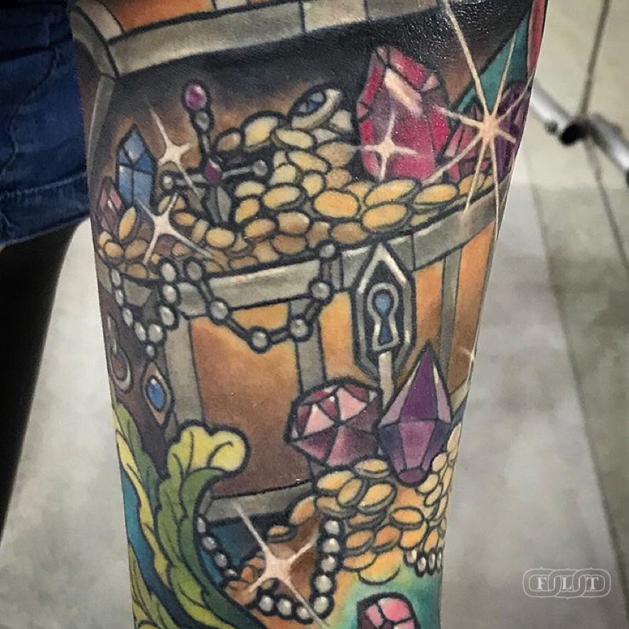 FLT Tattoo Studio on X: "Artwork by @sophielewistattoos. - For enquiries please email her to sophielewisart@hotmail.com with your design idea, placement, size in cms and any reference pictures. - #flttattoo #treasure # treasurechest #