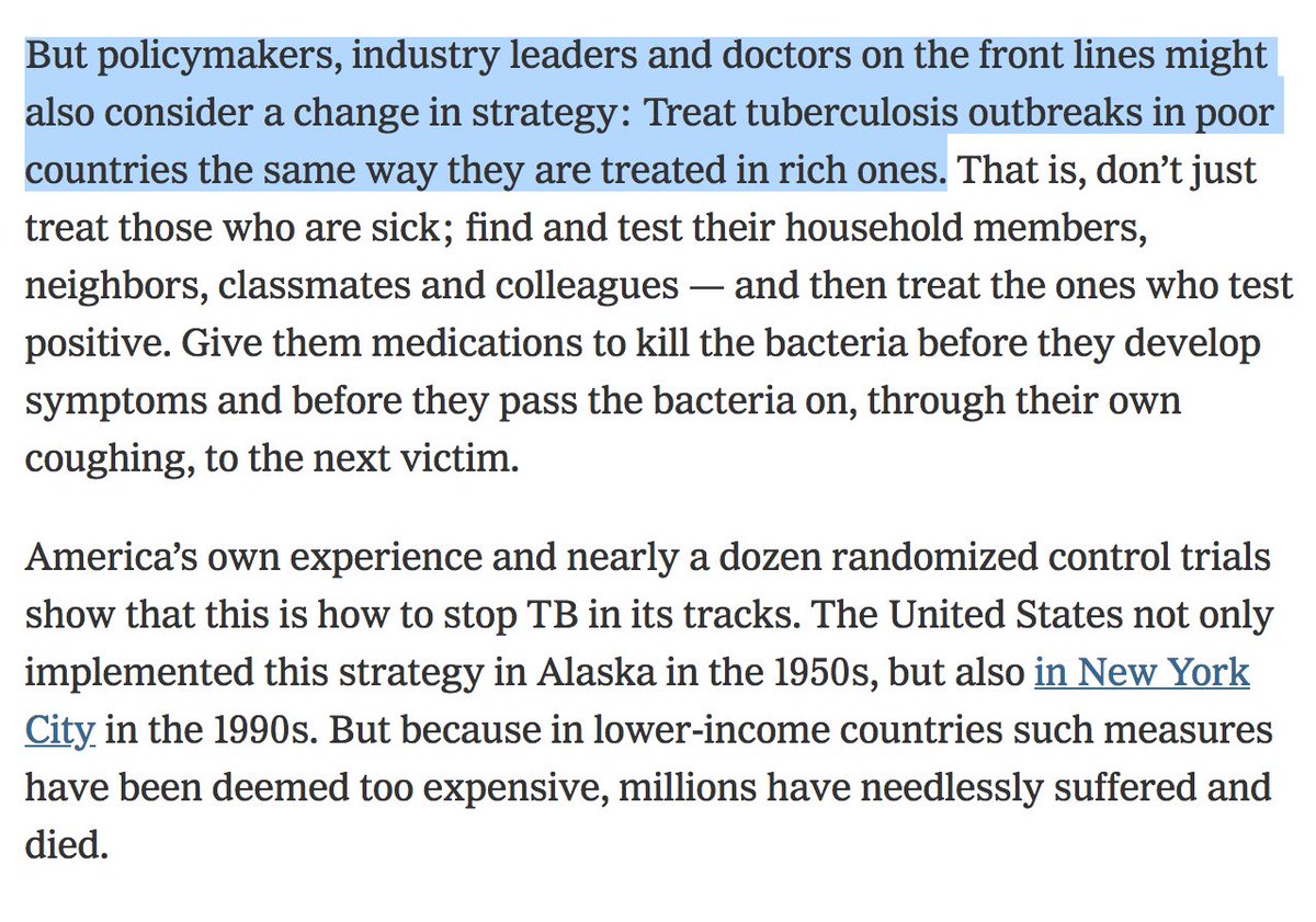 "Why aren’t outbreaks in poor countries treated the same way as those in rich ones?"

.@NYTimes slams double standards in #TB prevention &amp; care, echoing calls from <a href="/ZEROTBCITIES/">Zero TB Cities</a> to radically raise ambitions &amp; alter strategy. #SearchTreatPrevent #UNHLMTB 

nytimes.com/2018/09/26/opi…