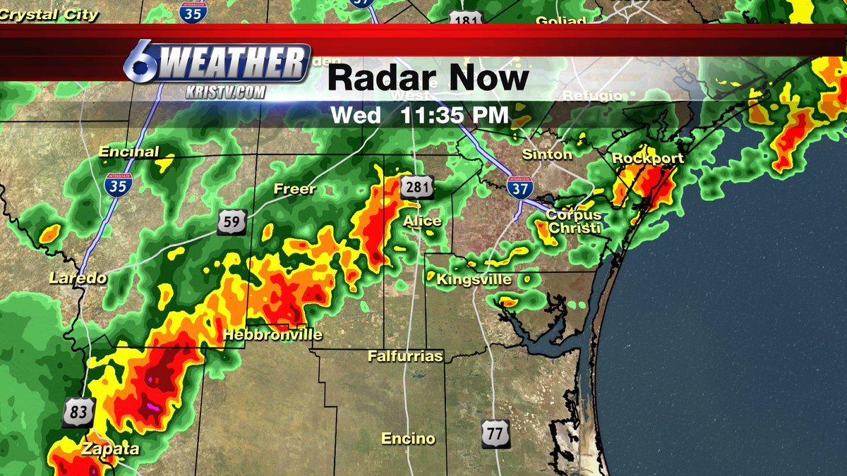 DaleNelsonWX's tweet photo. From Dale Nelson: Heavy rain continues in parts of the Coastal Bend. All of the activity is moving very slowly east-southeast at 5-10 mph. Rain will continue off and on until about 6 am. Some areas by then will receive over three inches of rain. KRIS 6 has the latest. #CCWX https://t.co/lBikNzpmfK