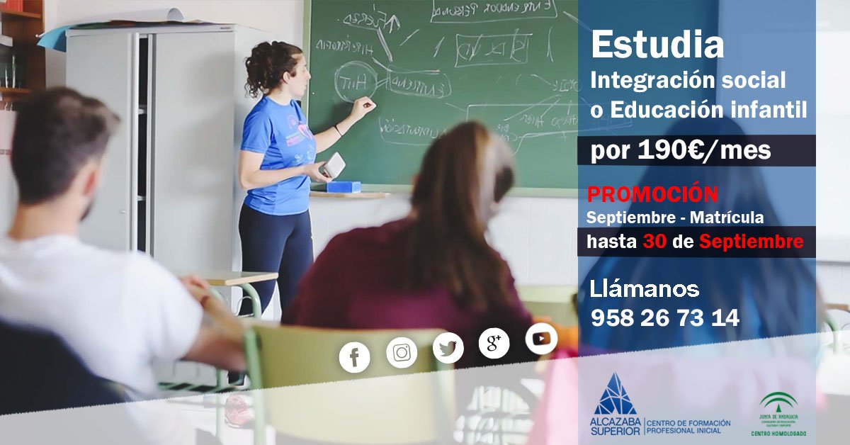 FPAlcazaba's tweet photo. 27 de septiembre, un día de nervios para los que estáis esperando las listas del acceso a la #Universidad. #SUERTE.

Recordad que en Alcazaba Superior os podemos AYUDAR a cumplir vuestros sueños. #TAFAD #EducaciónInfantil # IntegraciónSocial #Granada
👉https://t.co/LPOyRN873s 👈 https://t.co/mptFIZyn3k