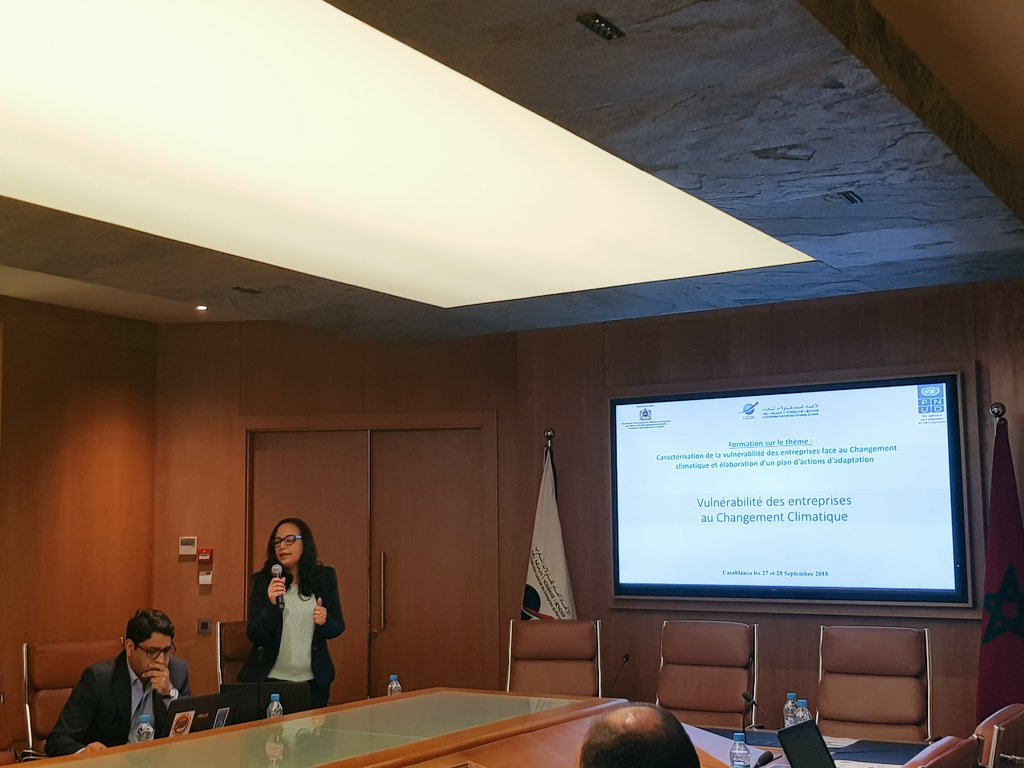 IECM_CGEM's tweet photo. 3ème session du cycle de formations @IECM_CGEM sur "la caractérisation de la vulnérabilité des entreprises face au #changementclimatique et élaboration de plans d'actions d'adaptation" @CGEM_MA 
Avec l'appui du @PNUDMaroc &amp; SEDD https://t.co/RVe2BFWAdE