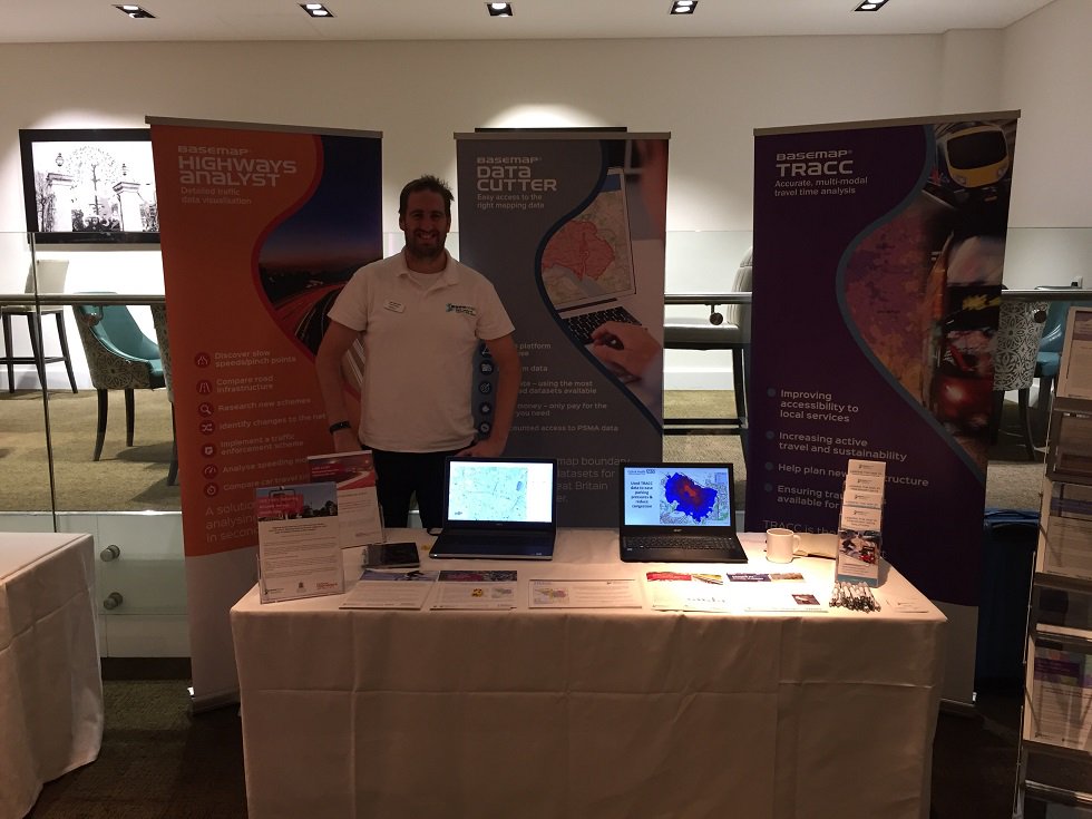 basemap's tweet photo. All set up & ready for a busy day at the #Geospatialcommission & #PSMA event in London today - if you're attending come along to our stand to find out how we can help you with travel time analysis! #gis #mapping #PSMA2018 @OrdnanceSurvey https://t.co/mE0wuQFM4T