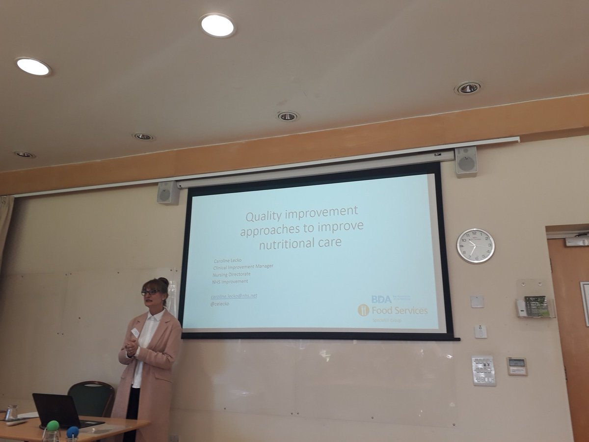 BDA_FoodServ's tweet photo. @celecko at our study day presenting about quality improvement approaches to improve nutritional care #studyday #fssg @BDA_Events https://t.co/JmyrroBDGZ