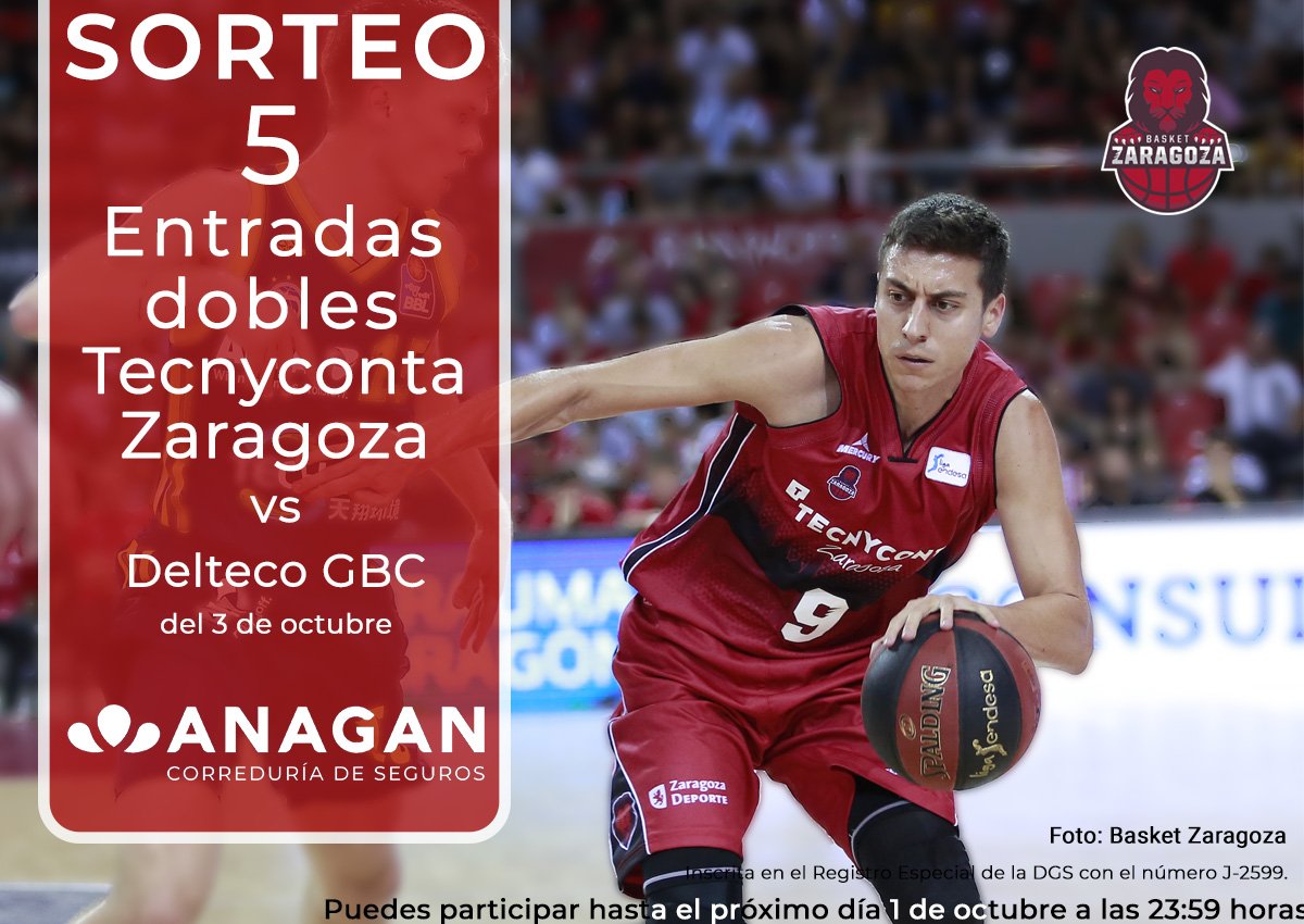 #Sorteo de 5 entradas dobles para el partido entre <a href="/BasketZaragoza/">BasketZaragoza</a> y <a href="/gipuzkoabasket/">Inveready Gipuzkoa Basket</a> del 3 de octubre 🏀

Para participar:
👉tienes que ser seguidor de <a href="/ANAGANSEGUROS/">ANAGAN SIGLO XXI</a>
👉comparte esta publicación
👉comenta con quién irías a ver el partido

Bases legales👉anagan.com/bases-legales-…