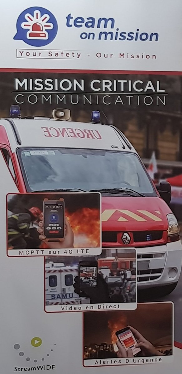 bnjlam's tweet photo. @StreamWIDE présente #TeamonMision sa solution de Communication critique sur LTE au 125e @CongresSP2018.
Pour en savoir plus: Hall Monts Jura T14 stand Prescom #MCPTT #CongresSP2018 @PompiersFR https://t.co/I7cmnTSAZJ
