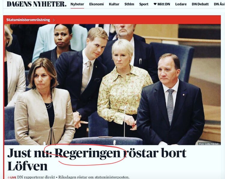 RebeccaWUvell's tweet photo. Apropå på fel menar jag. Men hey, man kan ju inte ställa krav på en jättelik redaktion att de ska veta att riksdagen bestämmer i landet.... https://t.co/NNCs1BN5ZT