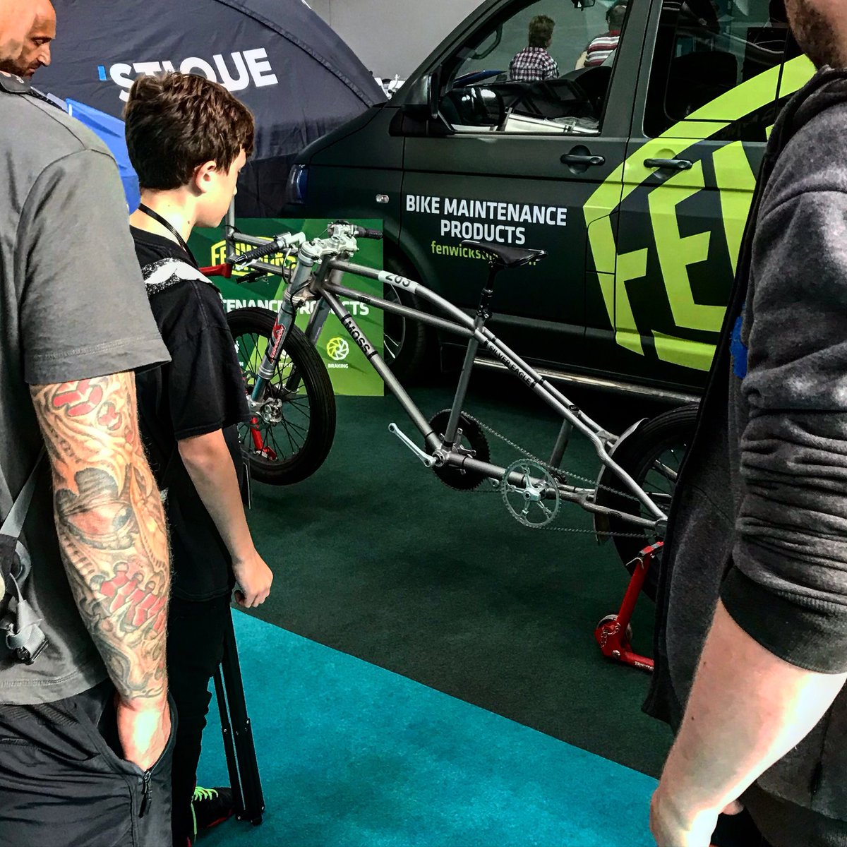FenwicksBike's tweet photo. Drawing a crowd @CycleShow with speed record bike Operation Pace Maker come see the bike and products that help it run so well #operationpacemaker https://t.co/k08LwTJlkU