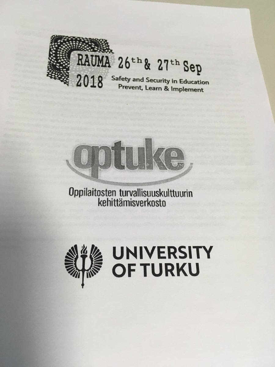 AnnaMariaTeperi's tweet photo. Opetusalan turvallisuus -symposium ⁦@raumafi⁩, ⁦@tyoterveys⁩ osallistuu #edusafe tuloksilla ⁦@AnnaLeenaKurki⁩ ⁦@EeroLan⁩ https://t.co/ag3iKnPTJS