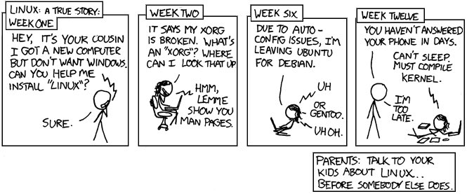 nixcraft's tweet photo. Show someone how to switch from windows 10 and install Ubuntu; you frustrate them for a week. Show and preach Gentoo or Arch Linux, you frustrate them for a lifetime. But, hey I converted them to my religion, am I right? https://t.co/i5OQqcChfl