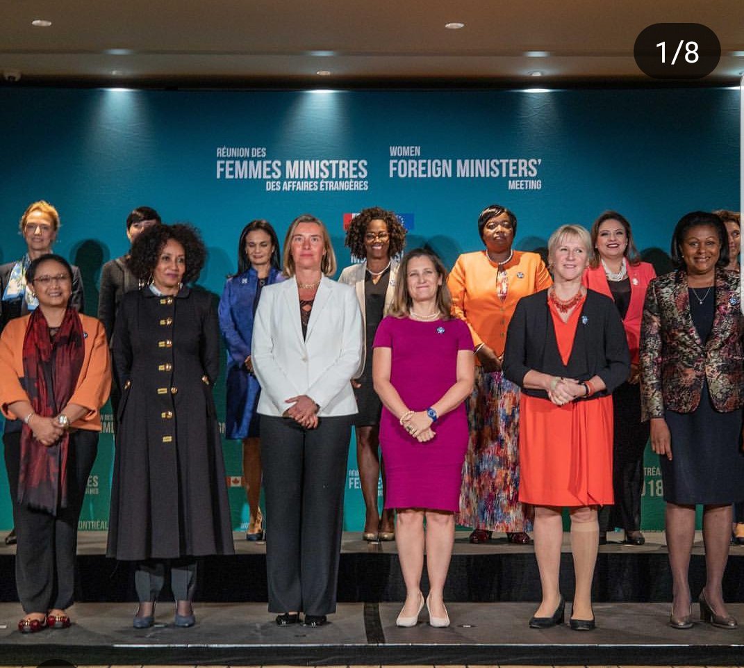 CanHCZA's tweet photo. #WFMM2018 Minister Lindiwe Sisulu with Canada’s Minister of Foreign Affairs, Ms Chrystia Freeland and Ms Federica Mogherini, the High Representative of the European Union at the Women’s Foreign Ministers’ Meeting in Montréal, Canada held on September 21-22 @CanadaFP @DIRCO_ZA https://t.co/ErBa0zV4He