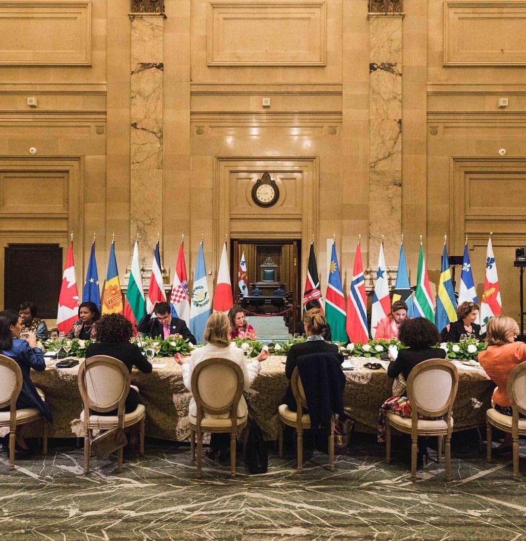 CanHCZA's tweet photo. #WFMM2018 Minister Lindiwe Sisulu with Canada’s Minister of Foreign Affairs, Ms Chrystia Freeland and Ms Federica Mogherini, the High Representative of the European Union at the Women’s Foreign Ministers’ Meeting in Montréal, Canada held on September 21-22 @CanadaFP @DIRCO_ZA https://t.co/ErBa0zV4He