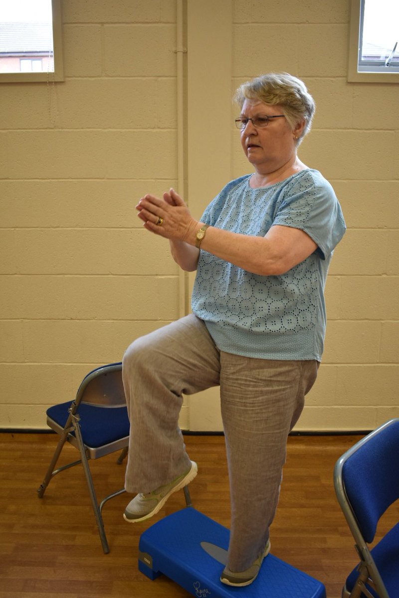 JCPDPhysio's tweet photo. Who's up for #exercise today? Maintaining lower limb amplitude whilst performing a motor upper limb dual task on our @ParkinsonsUK #worcester exercise circuit #LoveActivity #parkinsons #DualTaskTraining https://t.co/gLrFShrfog