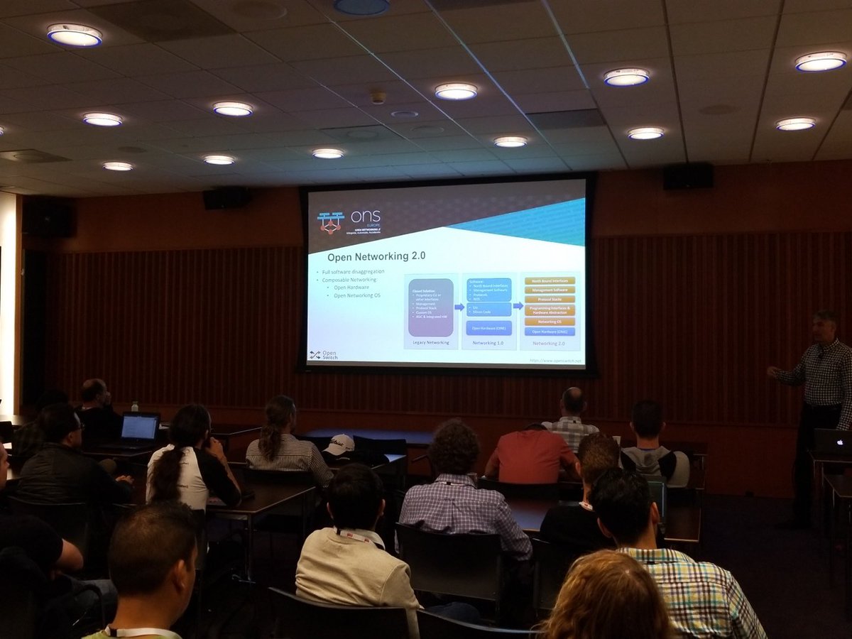 OpenSwitchOPX's tweet image. Joe Ghalam, TSC chair provides introduction to OPX at #ONS2018 in Amsterdam to a full room.