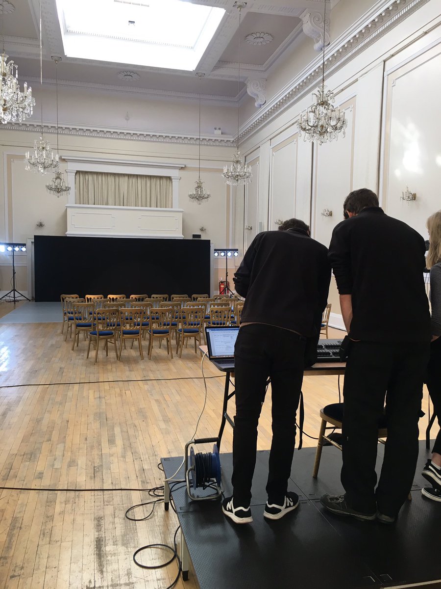 TakeOverYork's tweet photo. Our wonderful tech team are setting up in the @DeGreyRooms ready for @gracefoolC tonight! Look how stunning the venue is!
#speakout #takeover2018 https://t.co/2YeurbGsKI