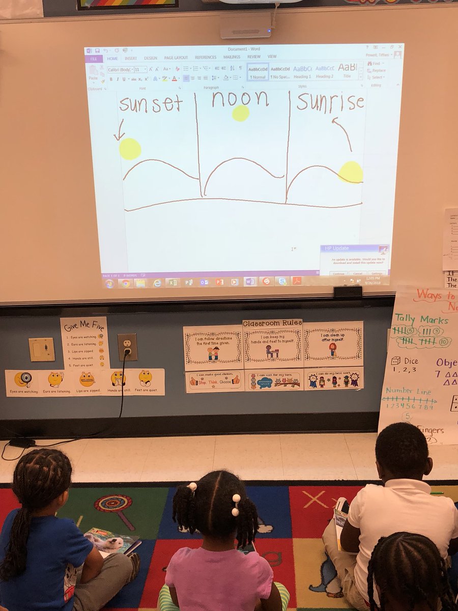 tdpowell4's tweet photo. What better way for us to determine the position of the sun at noon, than to #takescienceoutside & observe it ourselves? Students enjoyed our outdoor excursion & afterwards EVERY one of them could tell me that the sun is at its highest point at noon! @prekkinder1 @CESMustangs1 https://t.co/Sm7GxM0Dx1