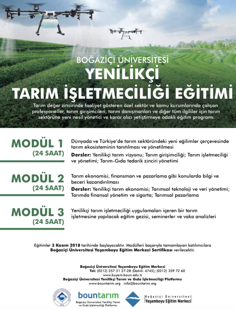 bountarim's tweet photo. Yenilikçi Tarım İşletmeciliği Sertifika Programımız 3 Kasım 2018'de başlıyor. Detaylı bilgi için bizimle haberleşebilirsiniz. https://t.co/wVZmc9a7ve