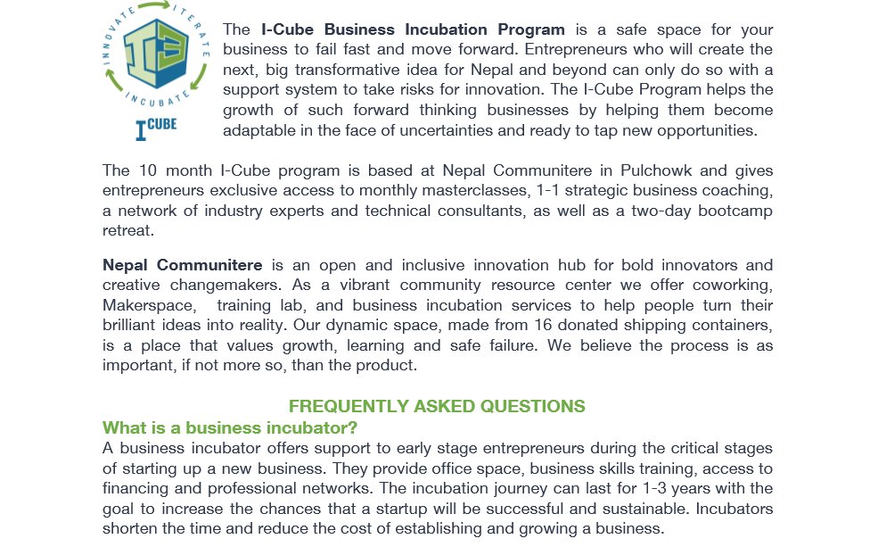 nepalcomm's tweet photo. Apply for our business incubator programme. 8 byte creative studio benefited from our support last year.  Bipin Bhandari @bipiiin ,  co-founder of 8 byte: 'Thanks to I-cube, we know what our vision is and we know how to develop a product.' #Nepal Apply: https://t.co/50P3FbD4T2 https://t.co/GwfSUSSwgU