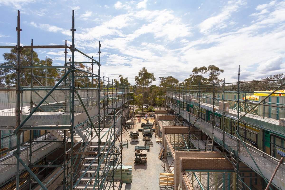 MonarchBuilding's tweet photo. Our latest look at #VaileResidences shows that the upper level has progressed well and work on the roofing is very close!

See more on Facebook: 
https://t.co/Ix2KmXRtOb

#MonarchBuild
#Belconnen
#Canberra https://t.co/we2kgjiQqd