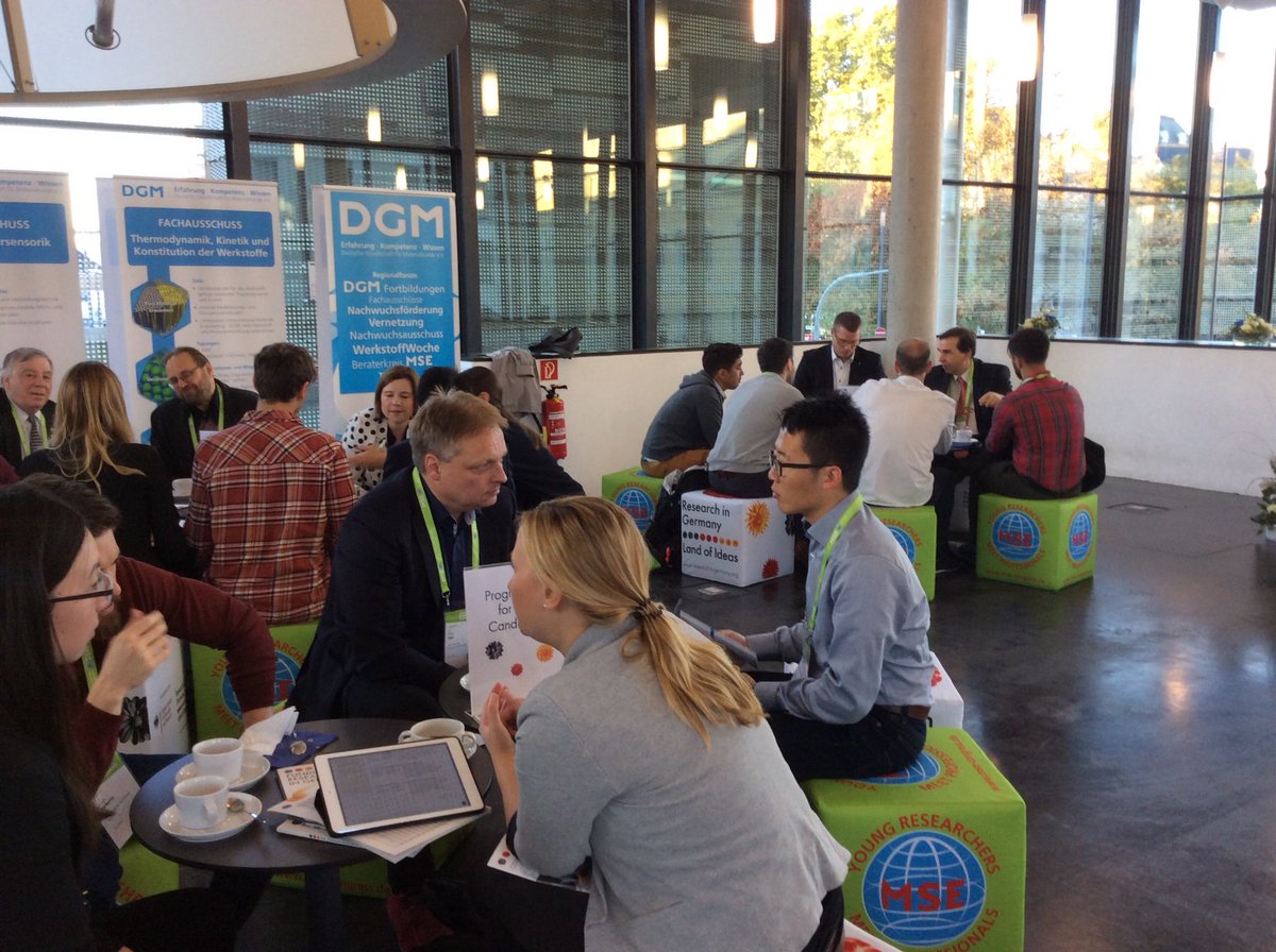 ResearchGermany's tweet photo. Science breakfast at the #MSE2018: Individual advice for researchers on funding, research at universities, non-university research institutes and applied research & transfer w/ representatives of several German organisations. Interested?Read more here: https://t.co/EdrSskFvro https://t.co/7NXScqHItf
