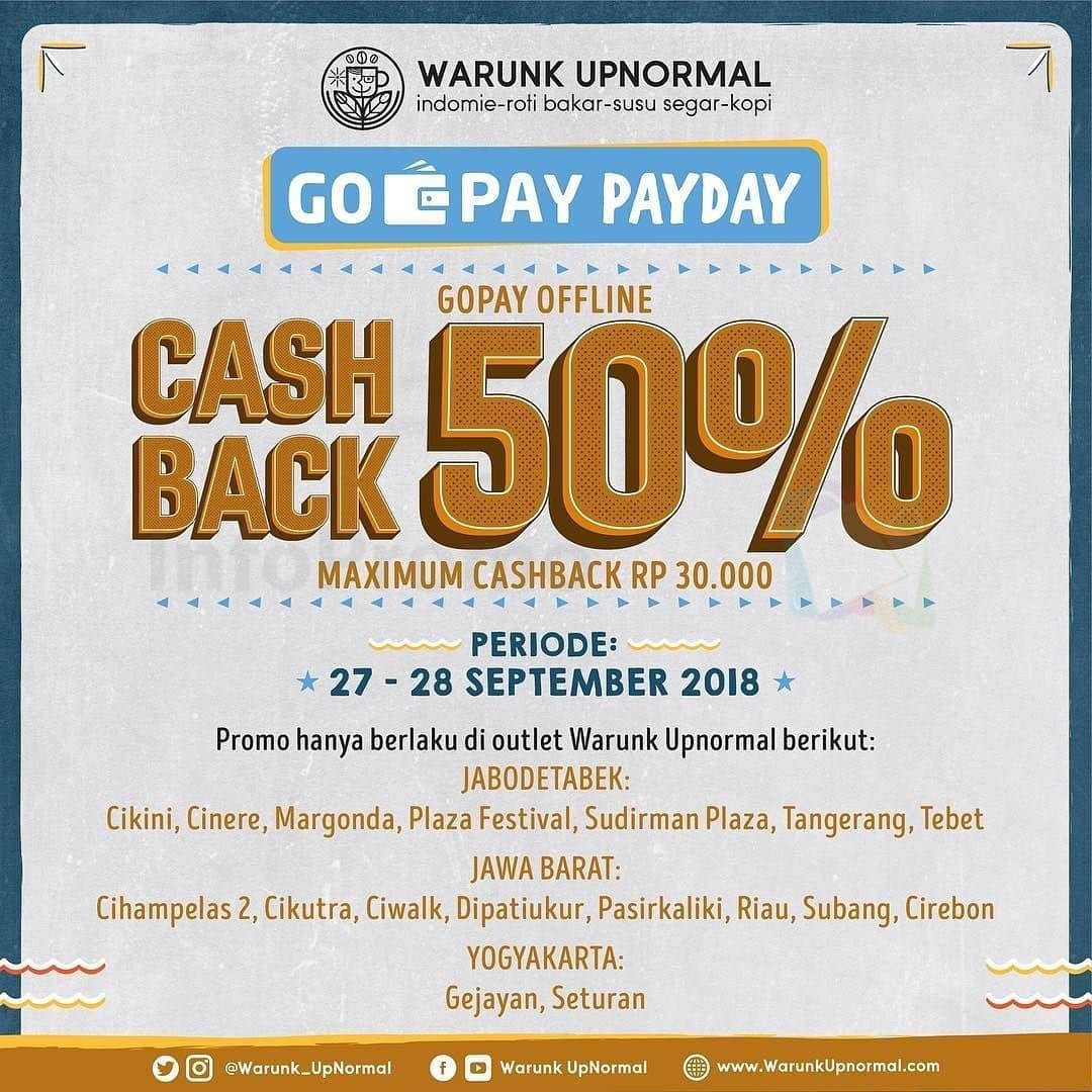 infopromomedia's tweet image. Dengan pembayaran melalui Gopay dapatkan Cashback 50% dengan maks cashback Rp 30.000 @warunk_upnormal

Masih banyak lhoo Informasi Promo menarik lainnya yang bisa kamu dapatkan di infopromo.co.id

#WarunkUpNormal

infopromo.co.id/promo/transaks…