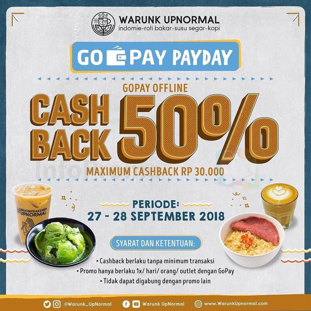 infopromomedia's tweet image. Dengan pembayaran melalui Gopay dapatkan Cashback 50% dengan maks cashback Rp 30.000 @warunk_upnormal

Masih banyak lhoo Informasi Promo menarik lainnya yang bisa kamu dapatkan di infopromo.co.id

#WarunkUpNormal

infopromo.co.id/promo/transaks…