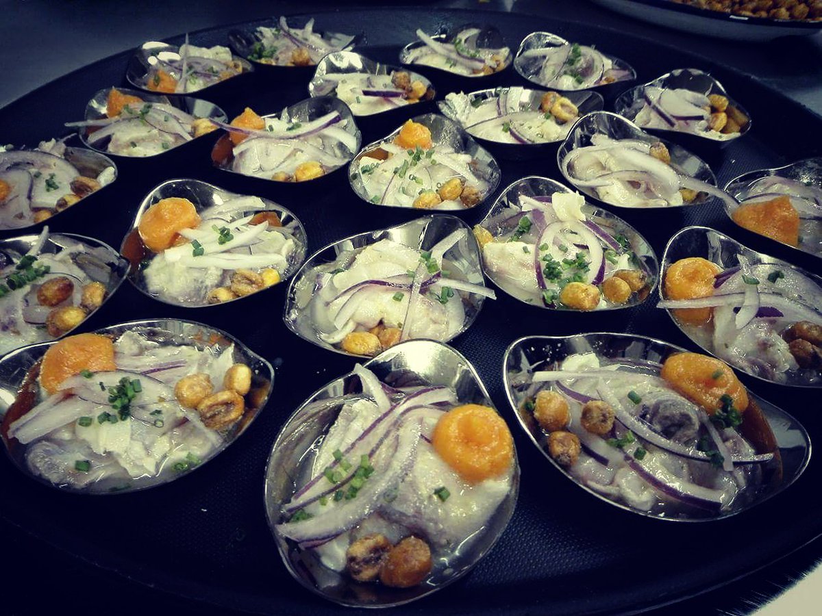 JaDs2306's tweet photo. Ceviche, also cebiche, seviche or sebiche, is a seafood dish typically made from fresh raw fish cured in citrus juices, such as lemon or lime, and spiced with ají, chili peppers or other seasonings including chopped onions, salt, and cilantro.. #Foodie
#fishes
#fish #Spain #BCN https://t.co/sP6nUh9WmB