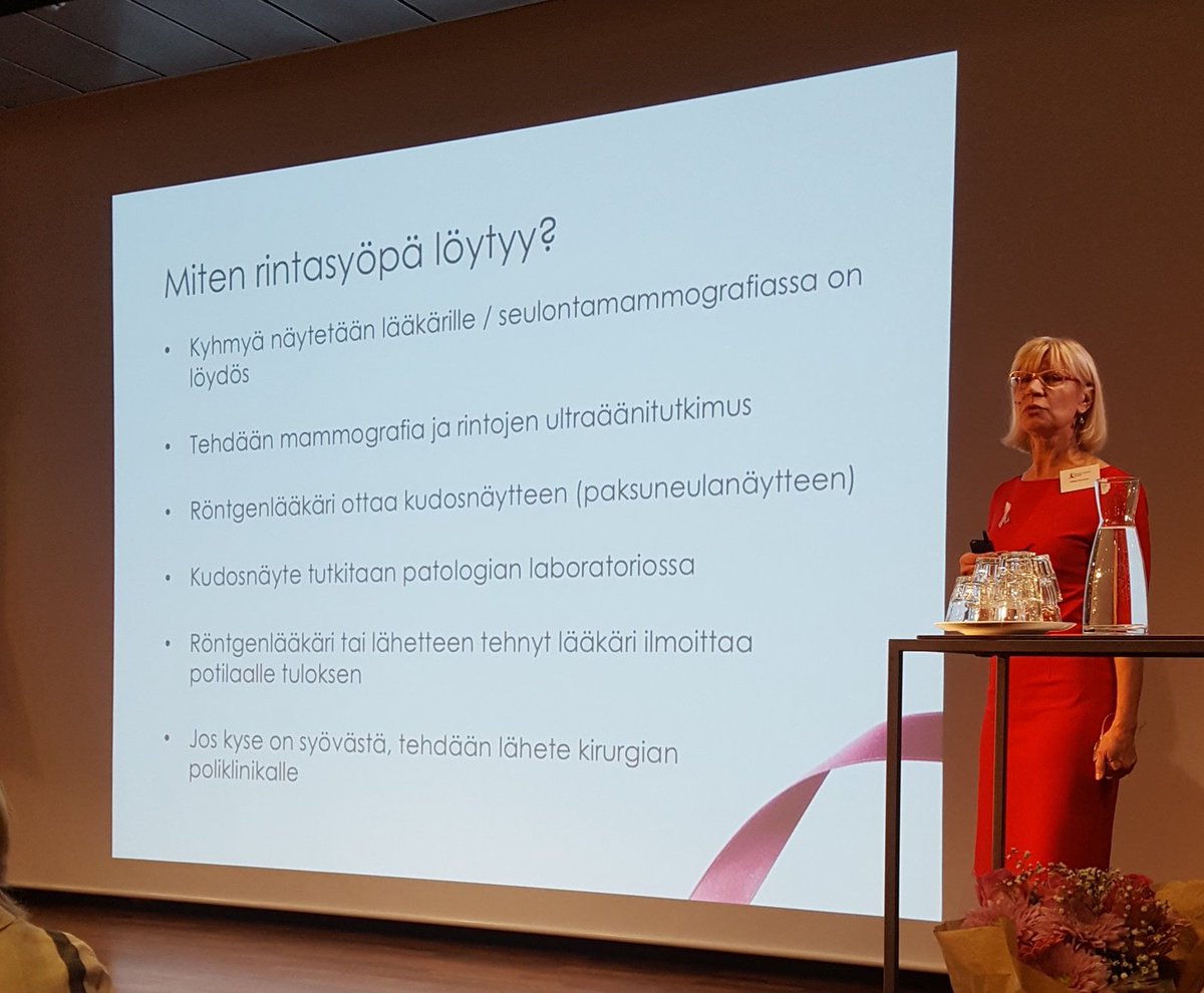 anne_lindfors's tweet photo. Miten rintasyöpä löytyy ja miten sitä hoidetaan? Dosentti Riikka Huovinen kertoo. #roosanauha #rintasyöpä #syöpäsäätiö #syöpä #syöpäjärjestöt https://t.co/7q4YWNzFH7