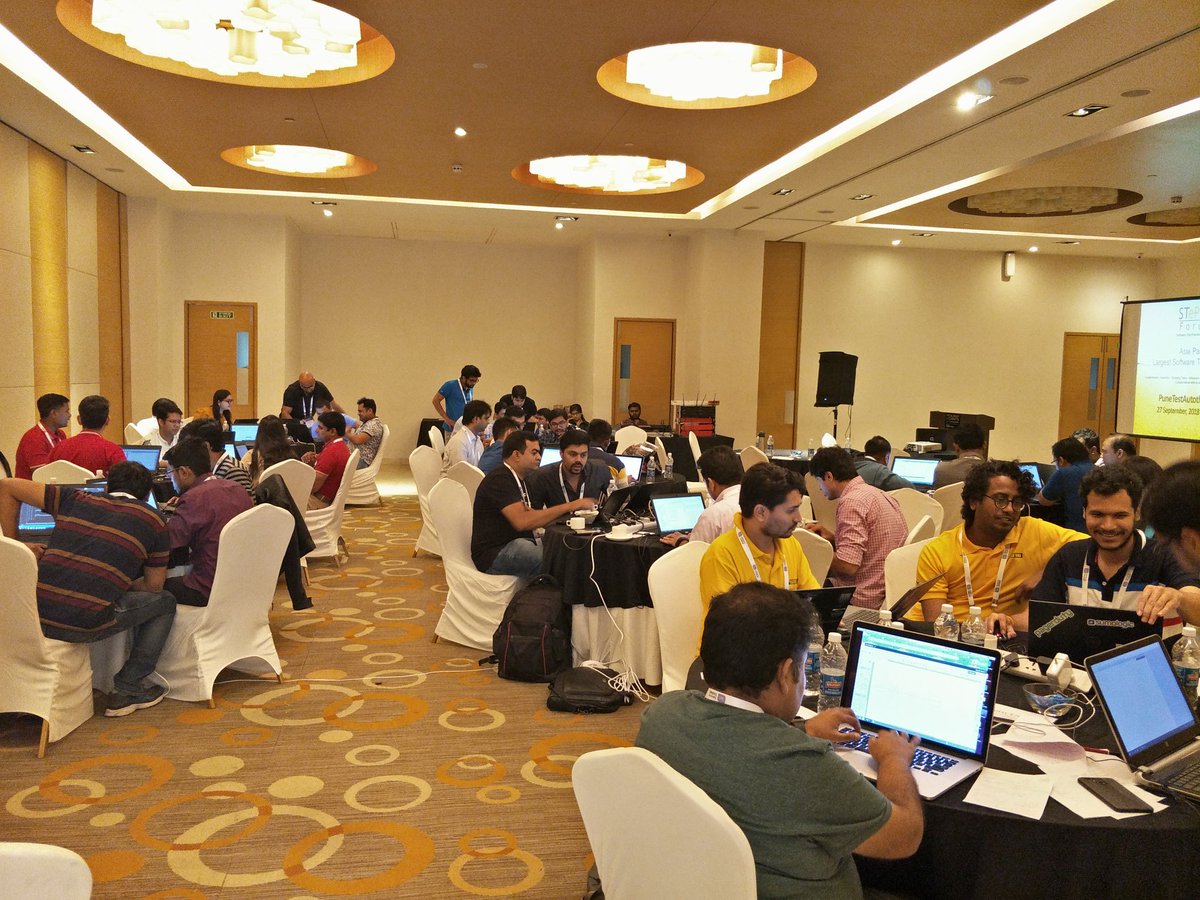 smitaninad's tweet photo. Walter Kluwer, Barclays, Vodafone, BMC, Mediaocean teams fighting the Dropbox Test automation Challenge during #Stepinforum #PSTC2018 #TestAutothon2018 .
Nitin Bhide, Mayank Dikshit,Manish Manke, Rahul Verma and Smita Kelkar - volunteer Juries..
See glimpses... https://t.co/4wqEMoceD1