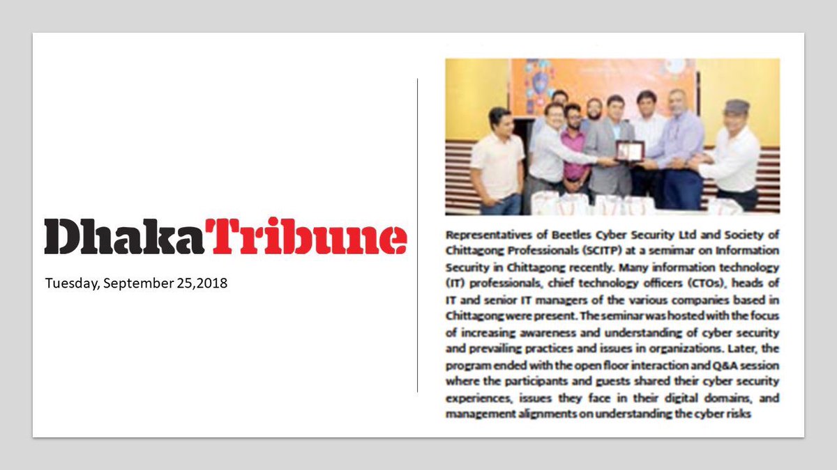 beetlesio's tweet photo. The Beetles team on @DhakaTribune #InformationSecurity #cybersecurity #thehackersapproach https://t.co/oTOoq9VSeE