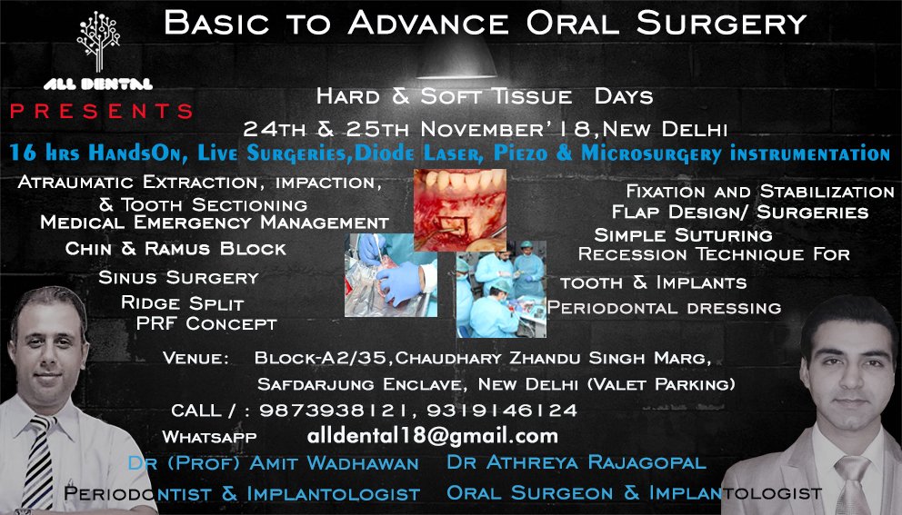alldental18's tweet photo. Get trained in #FreeGingivalGraft (FGG) procedure for #Implants &amp; teeth along with other surgeries
Call/watsapp-9873938121/9319146124
#Flapdesigns
#Esthetic
#Cosmetic
#GingivalRecession
#Periosurgeries
#Microsurgery
#Microsuturing
#OralSurgeryCourse
#DentalInternPG
#perioendo https://t.co/IJxbM6SIoE