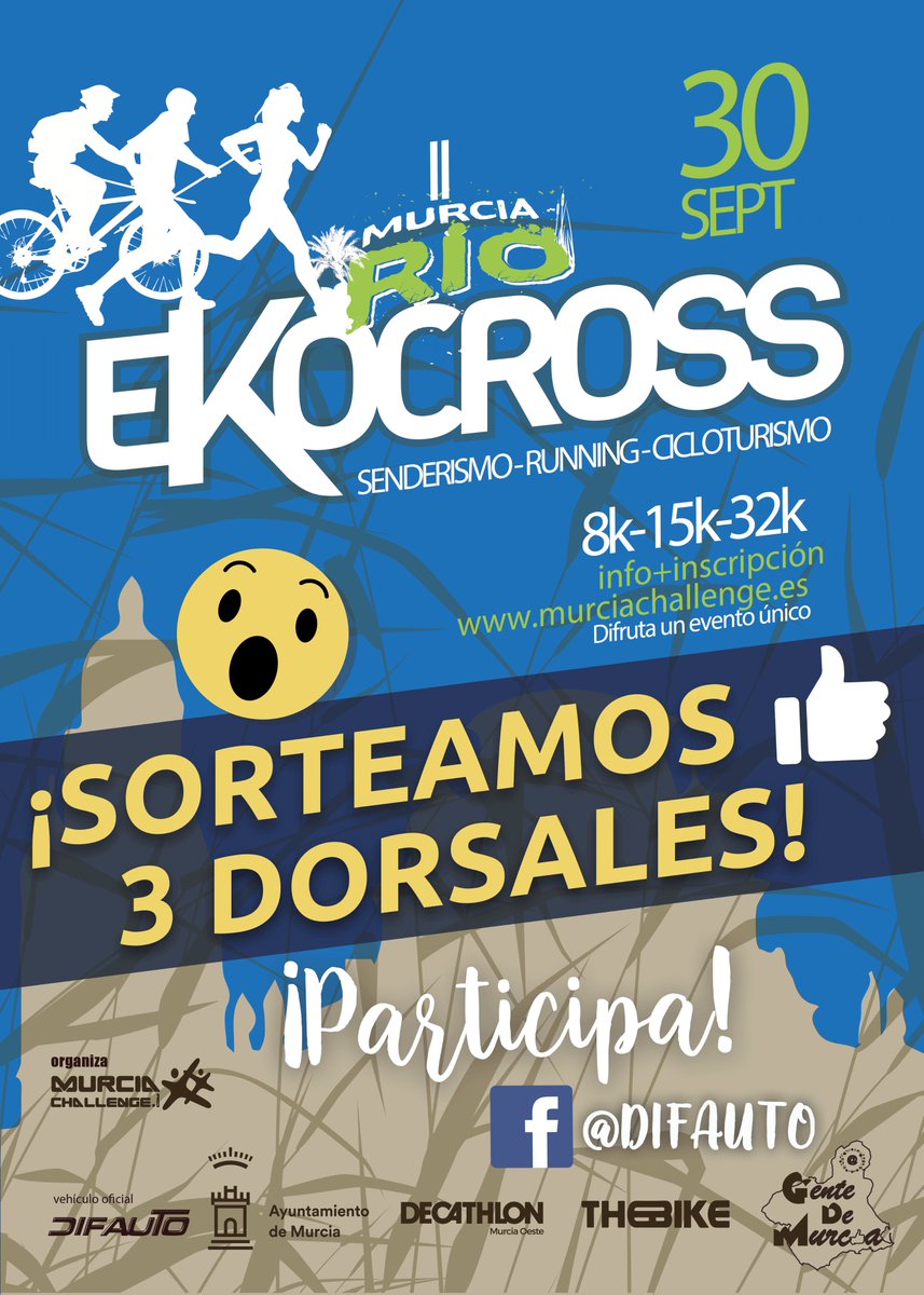 DIFAUTOMOTOR's tweet photo. ¡SORTEO DE 3 DORSALES PARA II MURCIA RÍO EKOCROSS #CERRADO! 🏃🚴🚶
Los #GANADORES son:
1. Reme Cano 🏅
2. Antonio Cava Martínez 🏅
3. Pedro Ros Andreu 🏅
🎉🎉 ¡Enhorabuena! 🎉🎉
#Difauto #SEAT #SeatMurcia https://t.co/OvLJ8dufg1