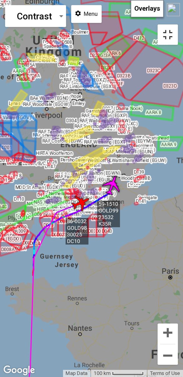 Andy007_SR_A's tweet photo. #USAF 🇺🇸
86-0032 / #GOLD98 / KC-10
59-1510 / #GOLD99 / KC-135
Both a/c departed Morón Air Base, inbound RAF Mildenhall... #SRAirband @5472_nde @hermola9 @Su39frogfoot @Gh0str1dr91 https://t.co/nhPKYxmNYu