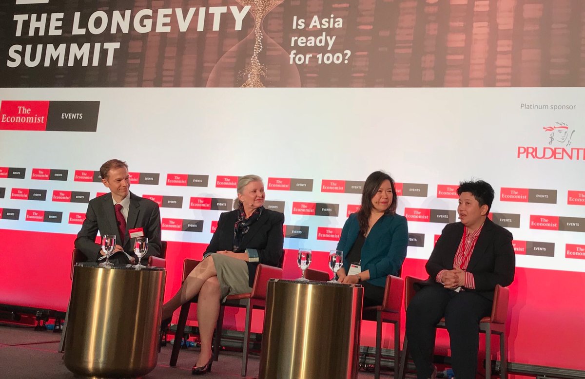 bradleyschurman's tweet photo. ⁦@Lilian_myers⁩ debuts ⁦@EconomyFour⁩ at The Longevity Summit in Singapore. Thank you to ⁦@EconomistEvents⁩, ⁦@Prudential⁩ and ⁦@Amgen⁩ for including #foursters in this important and forward thinking conversation. #EconLongevity #longevity https://t.co/rlC6TPhkid