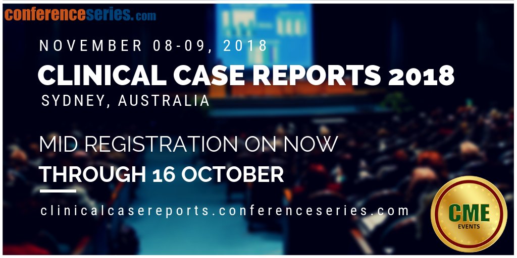 ElsaReeth's tweet photo. #ClinicalCaseReports2018 Scientific program updated
PS: https://t.co/vHgoWdWRX2

#clinicalresearch #Medical #casereports #ChildCare4All #Healthcare #CME #patientsafety #globalhealth #PalliativeCare #hospice #eHealth #DigitalHealth #onmedic #Retwet #twitter #RETWEEET https://t.co/aUe9LVkt2R