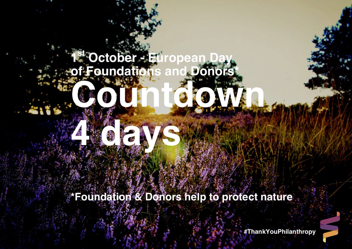 Saatiopaiva's tweet photo. Enää neljää päivää #Säätiöpäivä'än 1.10! Säätiöt tukevat luonnonsuojelua myös kaikkina muina päivinä. #ThankYouPhilanthropy #October1Europe https://t.co/dyWXElppRF