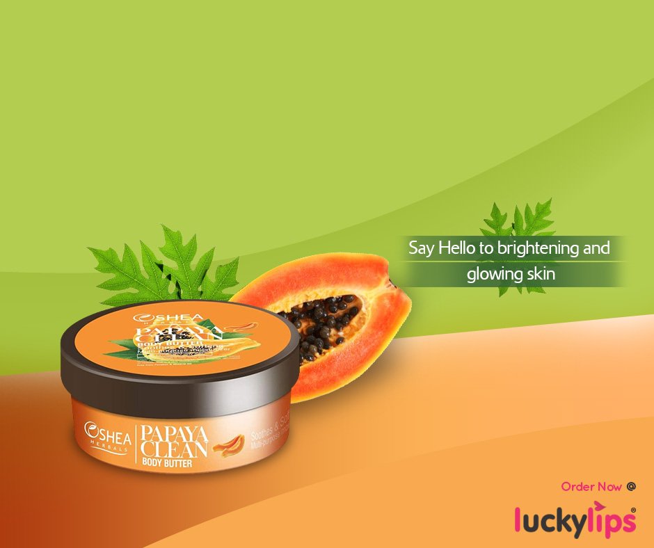 luckylips_in's tweet photo. Deep moisturize your skin with Oshea Herbals Papayaclean Body Butter.

This body butter helps brighten the skin tone. With SPF 15, it shields the skin from harmful UV rays.    
https://t.co/jPSpXP0Dmb

#Oshea #BodyButter #Cream #SkinCare #BodyCream #SPF15 #Beauty #Cosmetics https://t.co/2u3NIKeOJd