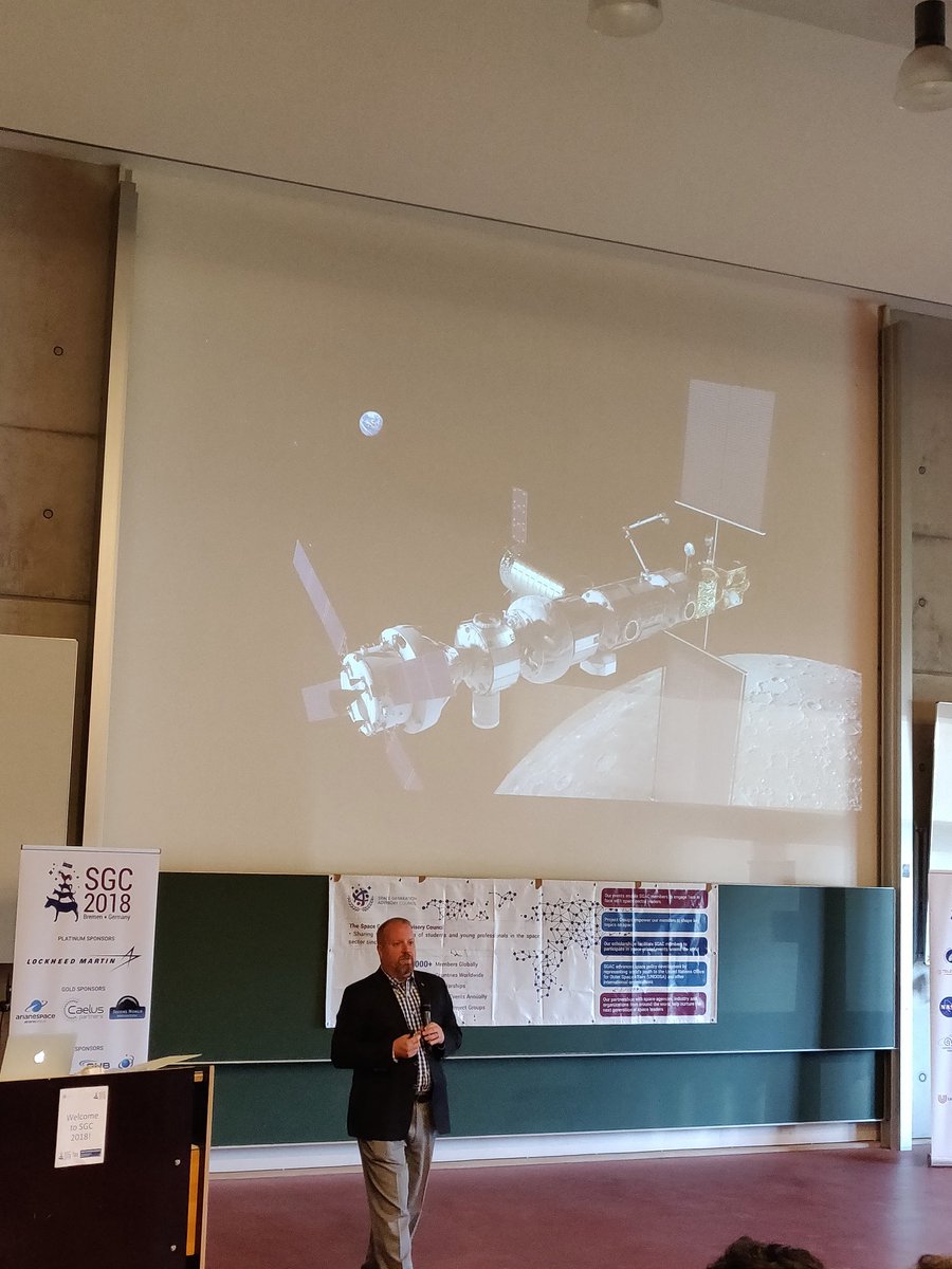 Astrovenator's tweet photo. Sneak peek at the #DeepSpaceGateway /#LunarOrbitalPlatform at #sgc2018 ! https://t.co/tYi3urtmRa