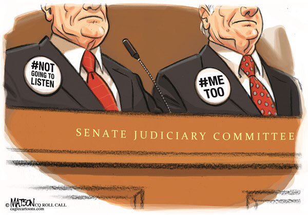 jeanquan's tweet photo. #ProfessorFord faces Republicans L-R: Chairman #SenChuckGrassley, LA; #senlindsaygraham, SC; SenTedCruz,TX; SenJohnCornyn,TX; #SenMikeCrappo, ID #SenTomTillis, NC;, #SenOrinHatch, UT; #SenJohnKennedy, LA; #SenJohnSasse; NE #SenDeanHeller, NV #SenatorJeffFlake, AZ not pictured https://t.co/c1YXfR2Zt5
