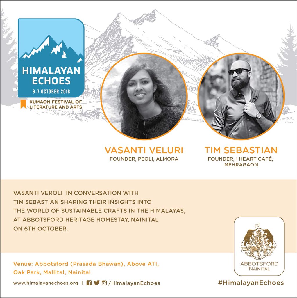 HimalayanEchoes's tweet photo. #SpeakerAlert The Himalayan Weaver  #VasanthiVeluri Of #Peoli from Almora in conversation with #TimSebastian of #iheartcafe #Bhimtal at #HimalayanEchoes #Nainital #BeThere #Oct6-7 Program: https://t.co/inpvKOCx7k #sustain #localartisans #locallivelihoods #chamgemakers #organic https://t.co/PQnreSXl2A