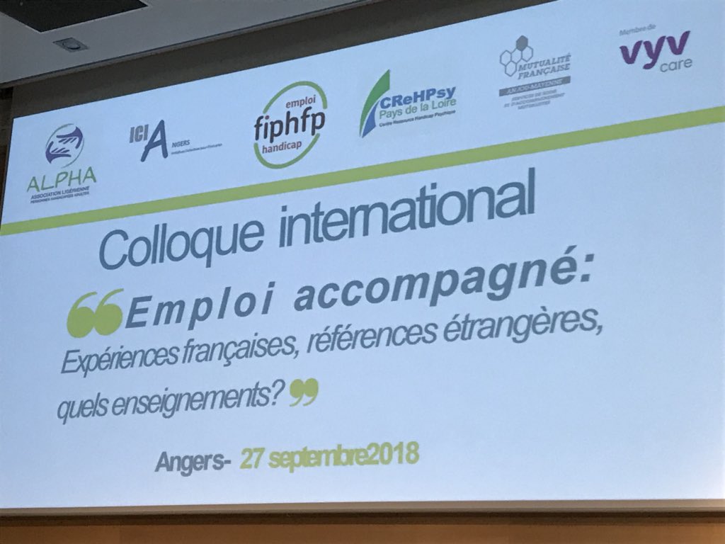 AMLemessager's tweet photo. Emploi accompagné : colloque international : expériences françaises, références étrangères, quel enseignement ? #Fiphfp @mfam4953 ouverture par Marc Desjardins https://t.co/xTxUKus0oz