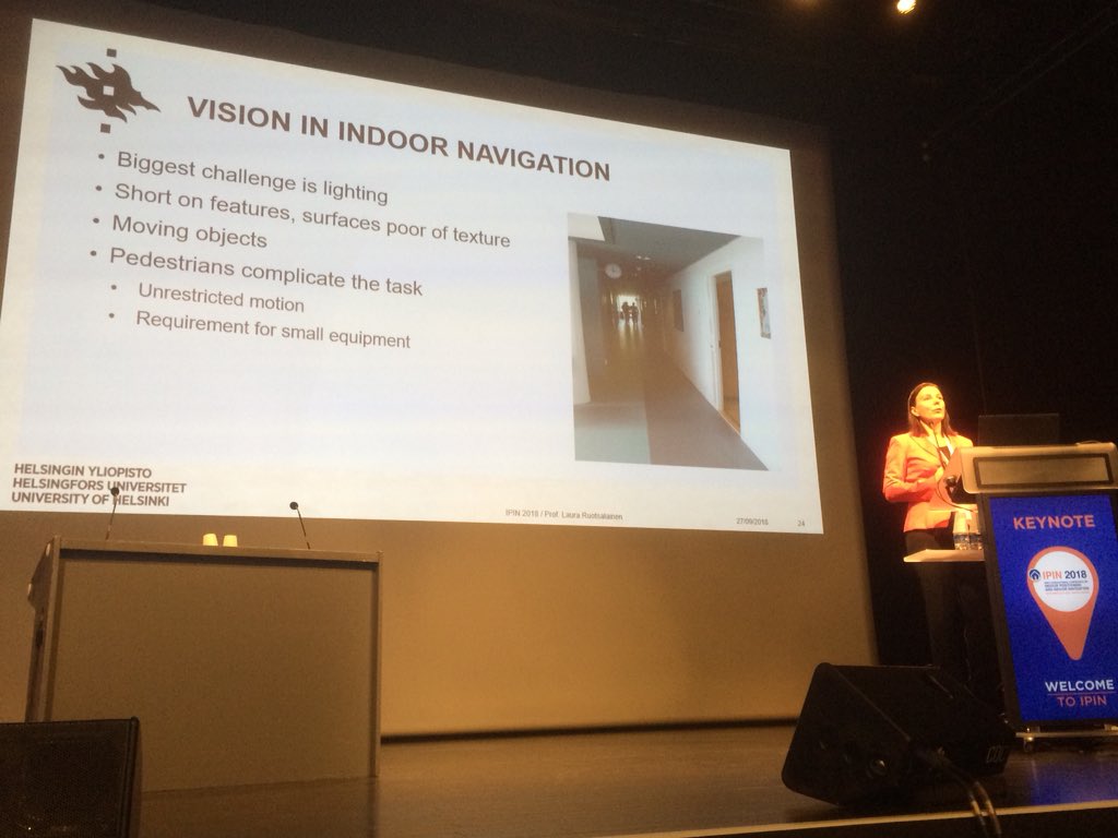 ValerieRenaudin's tweet photo. Other humans and lighting changes are the biggest challenges of vision based indoor pedestrians navigation explains Laura Ruotsalainen at #IPIN2018 @ifsttar https://t.co/OnZEqiruuR