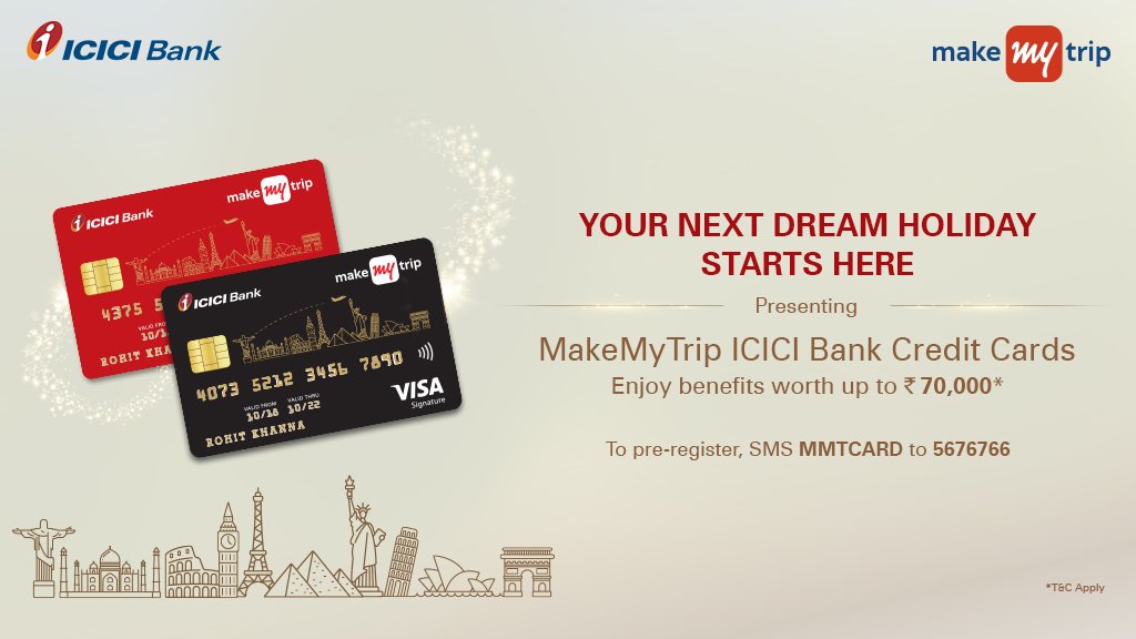 Today, on #WorldTourismDay we are extremely delighted to bring to you the #MakeMyTripICICIBankCards. Pre-book your card today and fulfill your wanderlust with the #JoyOfTravel! Know more: bit.ly/MakeMyTripICIC…