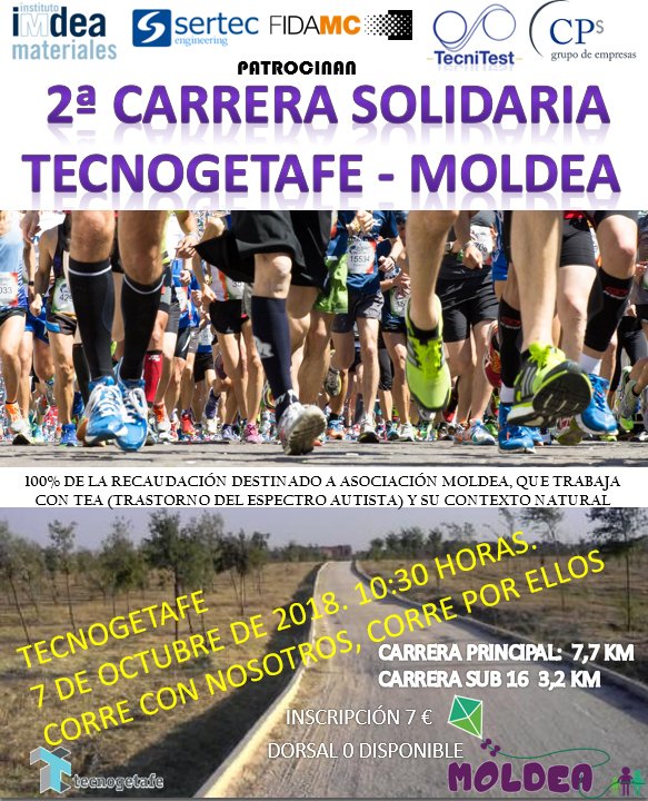 ITSertec's tweet photo. Por segundo año consecutivo, Sertec patrocina la Carrera Solidaria Tecnogetafe Moldea. Aquí toda la info sobre el evento https://t.co/BbcHNxREfN ¡Participa! https://t.co/2pEQ56NUaZ
