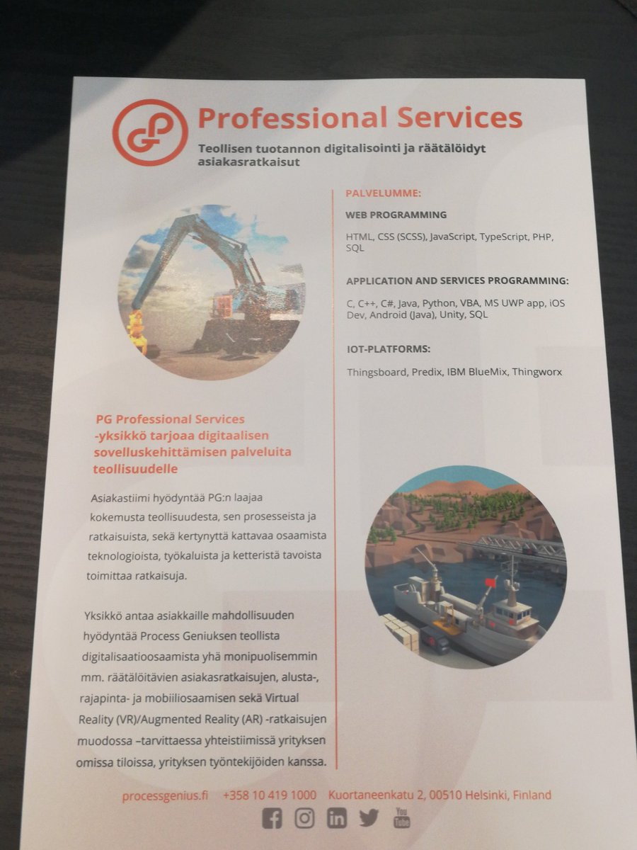 Viimeinen messupäivä menossa - vielä ehtii paikanpäälle! 

Olethan tutustunut Professional Services - palveluihimme?

Tule moikkaamaan osastolle A307 niin kerromme lisää! 

#digitalization #osaajat #edelläkävijät #alihankinta #pohjoiskarjala #processgenius #3D