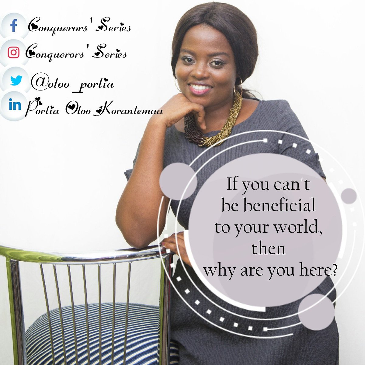 otoo_portia's tweet photo. Happy Thursday Conquerors π
We are here in this era at this particular time for a unique reason. If we cannot be beneficial to our world, then what's the worth of our existence?
Let's make it a point to make our existence count!
#ThrowbackThursday
#Conquerersseries
#Purpose https://t.co/B1syq7Xnua