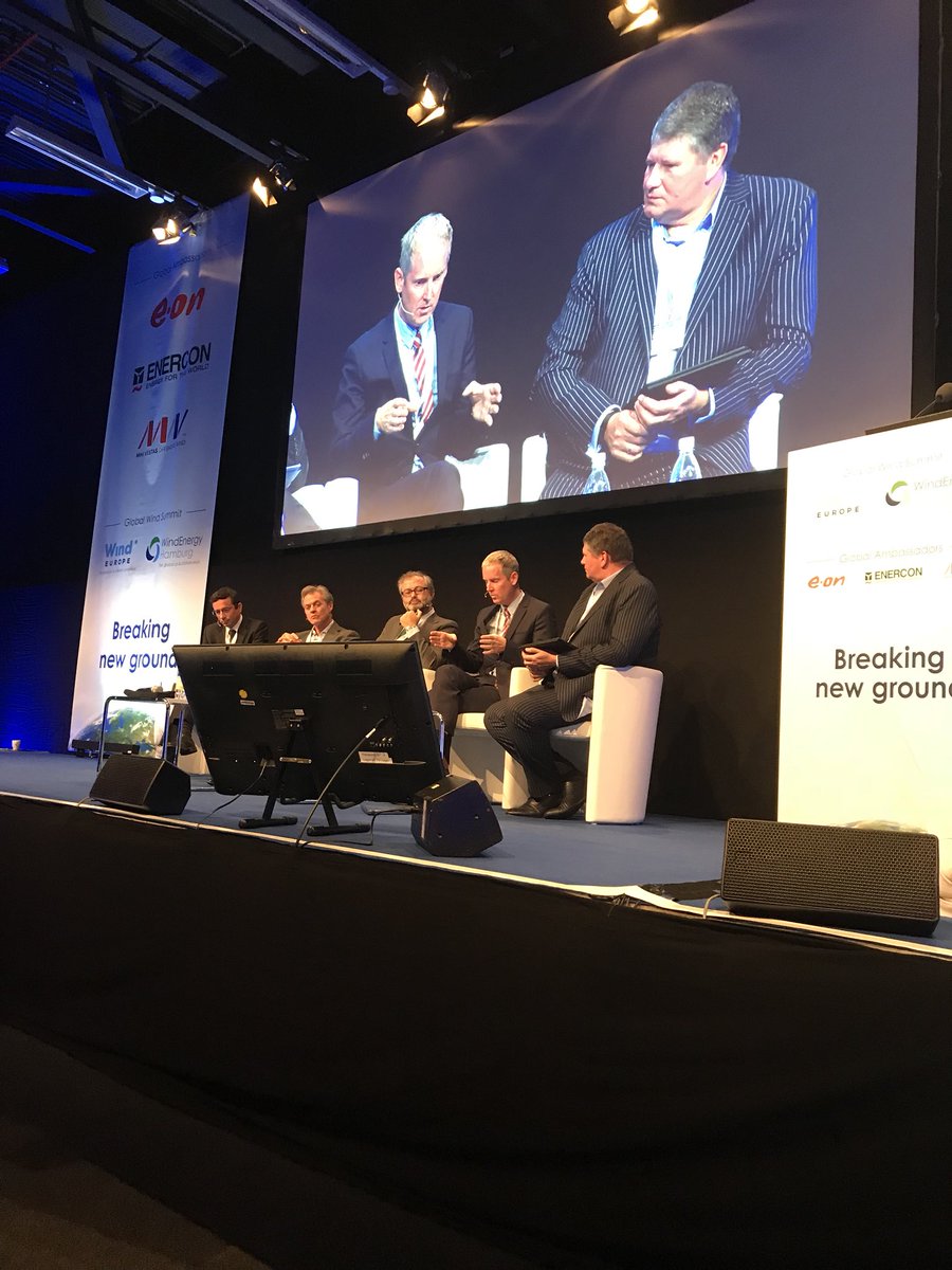 WindSCMPhD's tweet photo. Attending morning session on the wind industry in the merchant environment at #WindEurope #GlobalWindSummit in Hamburg - #lotsOfLiquidity #relaxedInTermsOfRisks https://t.co/Yi77nJPbkK