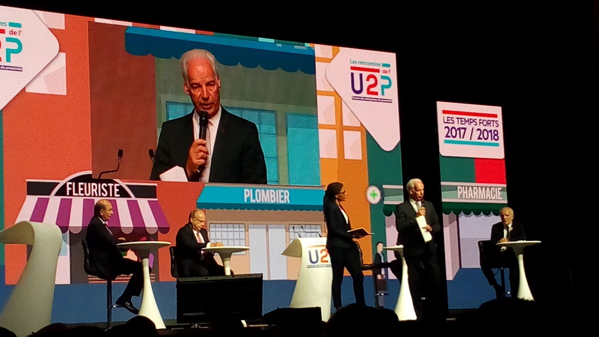Rencontres 2018 - Allocution de bienvenue du président <a href="/alaingriset/">Alain Griset</a> qui souligne l'importance du réseau des U2P de département, en proximité pour accompagner les entreprises.