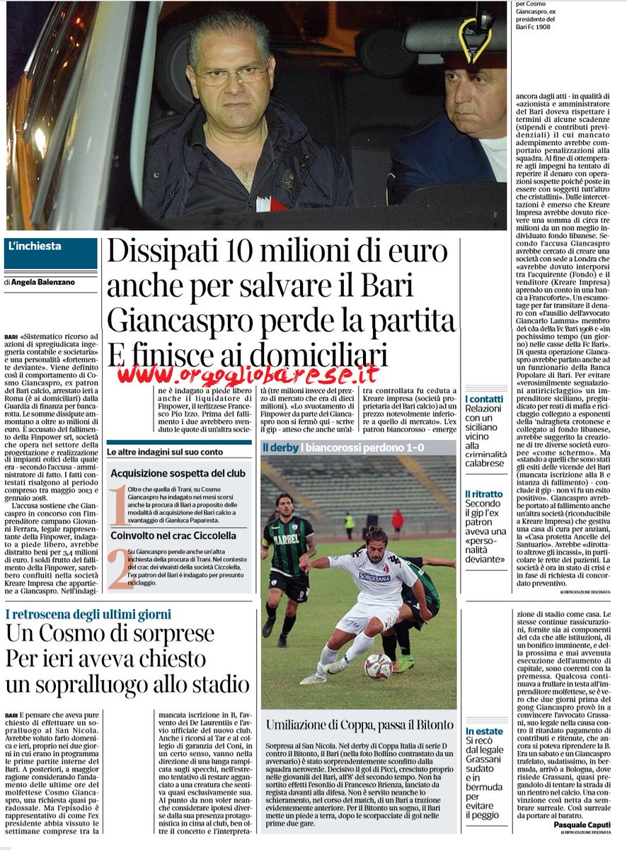 Orgoglio_Barese's tweet photo. Rassegna stampa del 27 settembre #sscbari #giancaspro #seried #fcbari https://t.co/W8sK1siJZK