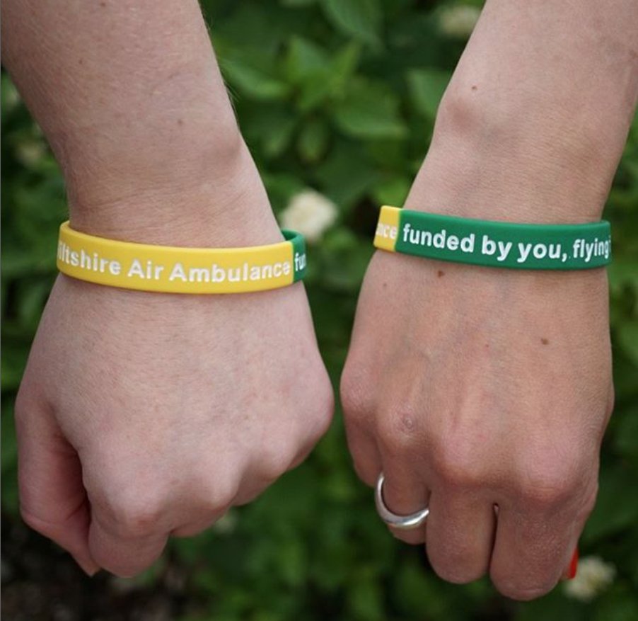 Big shout-out to @WiltsAirAmbu for all their hard work! We've worked together since 2014! Can't believe its been that long. Best wishes from out team! Keep flying high! 🚁😊 #charity #silicone #wristbands