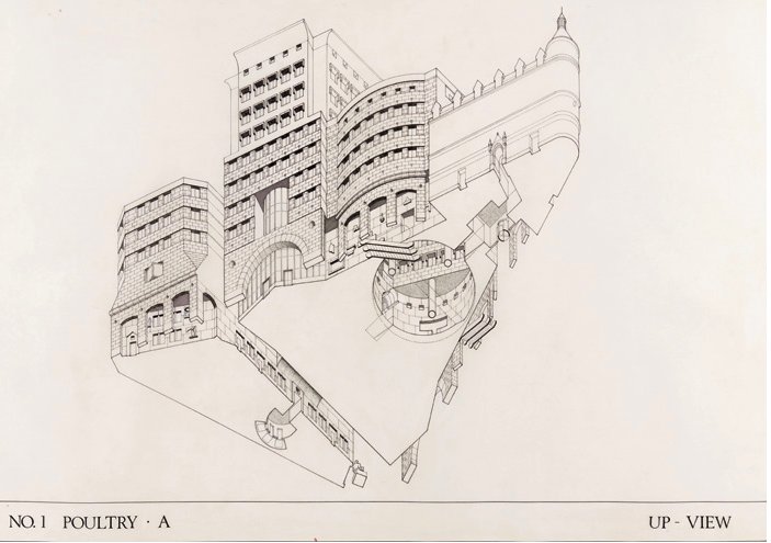 GeneralProjects's tweet photo. From the archives: original One Poultry drawings by James Stirling #OnePoultry https://t.co/Ol4994LnTE